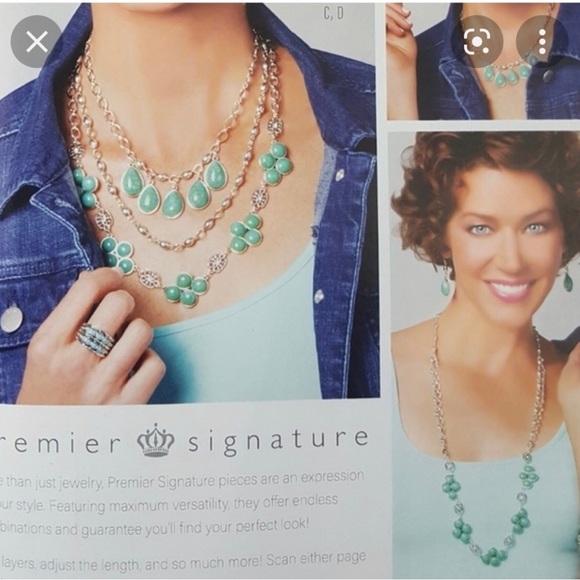 NEW Premier Designs Switch it Up Necklace- multistrand silver & turquoise 8 in 1 - Picture 5 of 7